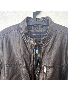 Marc New York Andrew Marc Men’s Brown Motorcycle Zip Jacket Lined Pockets L